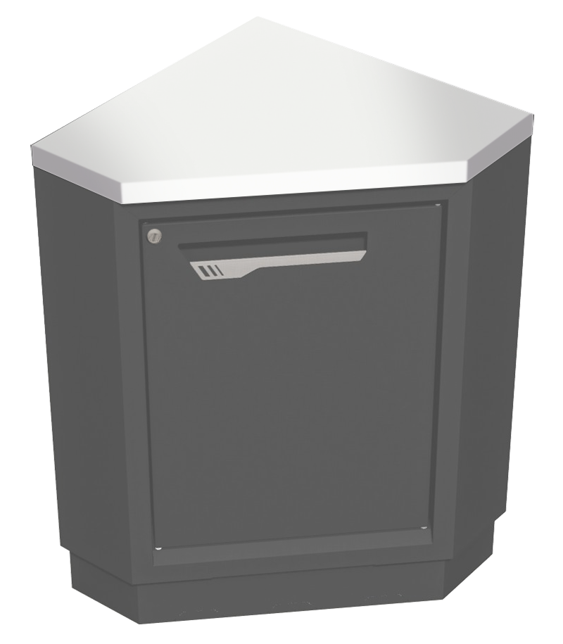 Plan de travail acier pour meuble d'angle sortant profondeur 600 - blanc