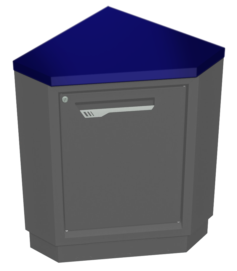 Plan de travail acier pour meuble d'angle sortant profondeur 600 - bleu