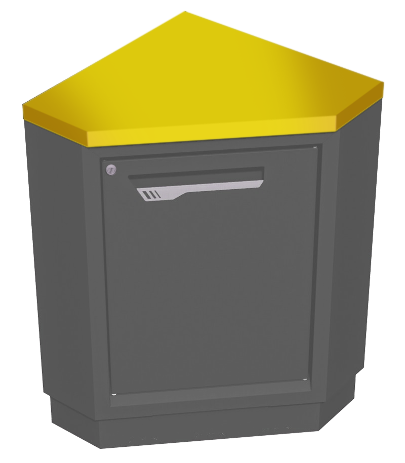 Plan de travail acier pour meuble d'angle sortant profondeur 600 - jaune