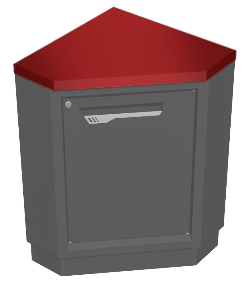 Plan de travail acier pour meuble d'angle sortant profondeur 600 - rouge