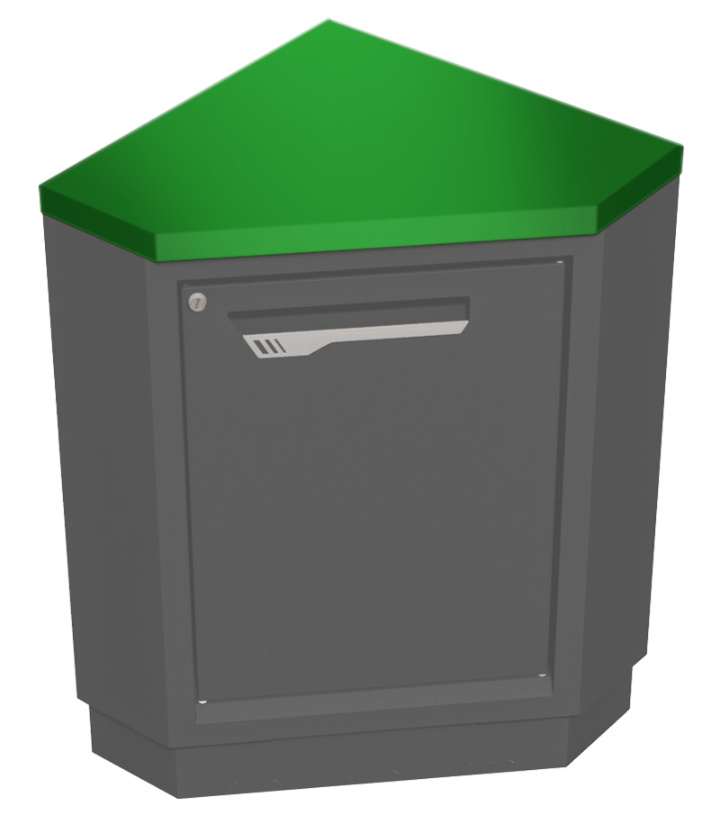 Plan de travail acier pour meuble d'angle sortant profondeur 600 - vert