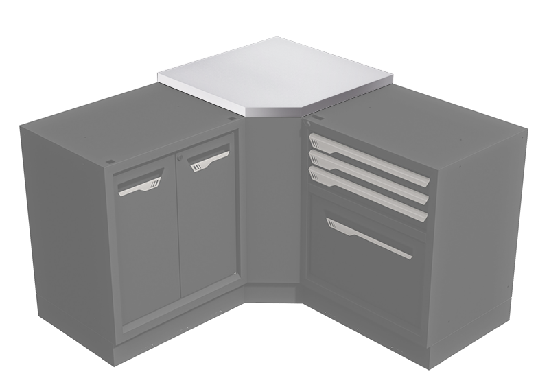 Plan de travail acier pour meuble d'angle entrant profondeur 600 - blanc