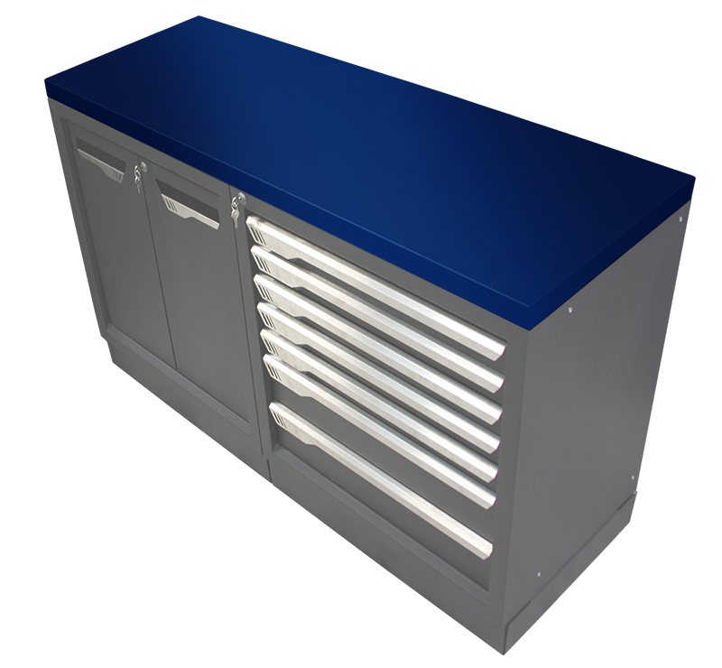 Plan de travail acier 1 250 x 600 - bleu