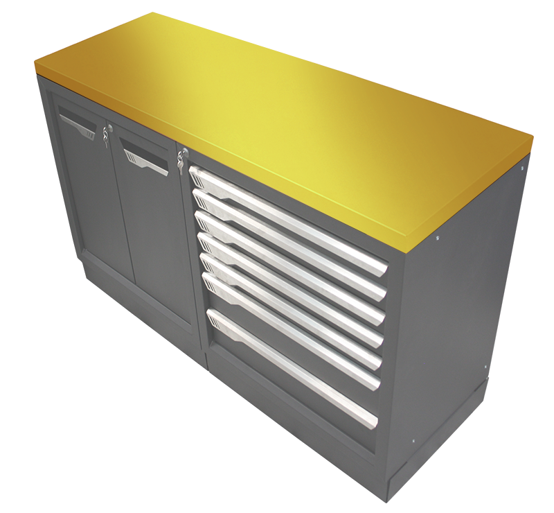 Plan de travail acier 1 500 x 600 - jaune