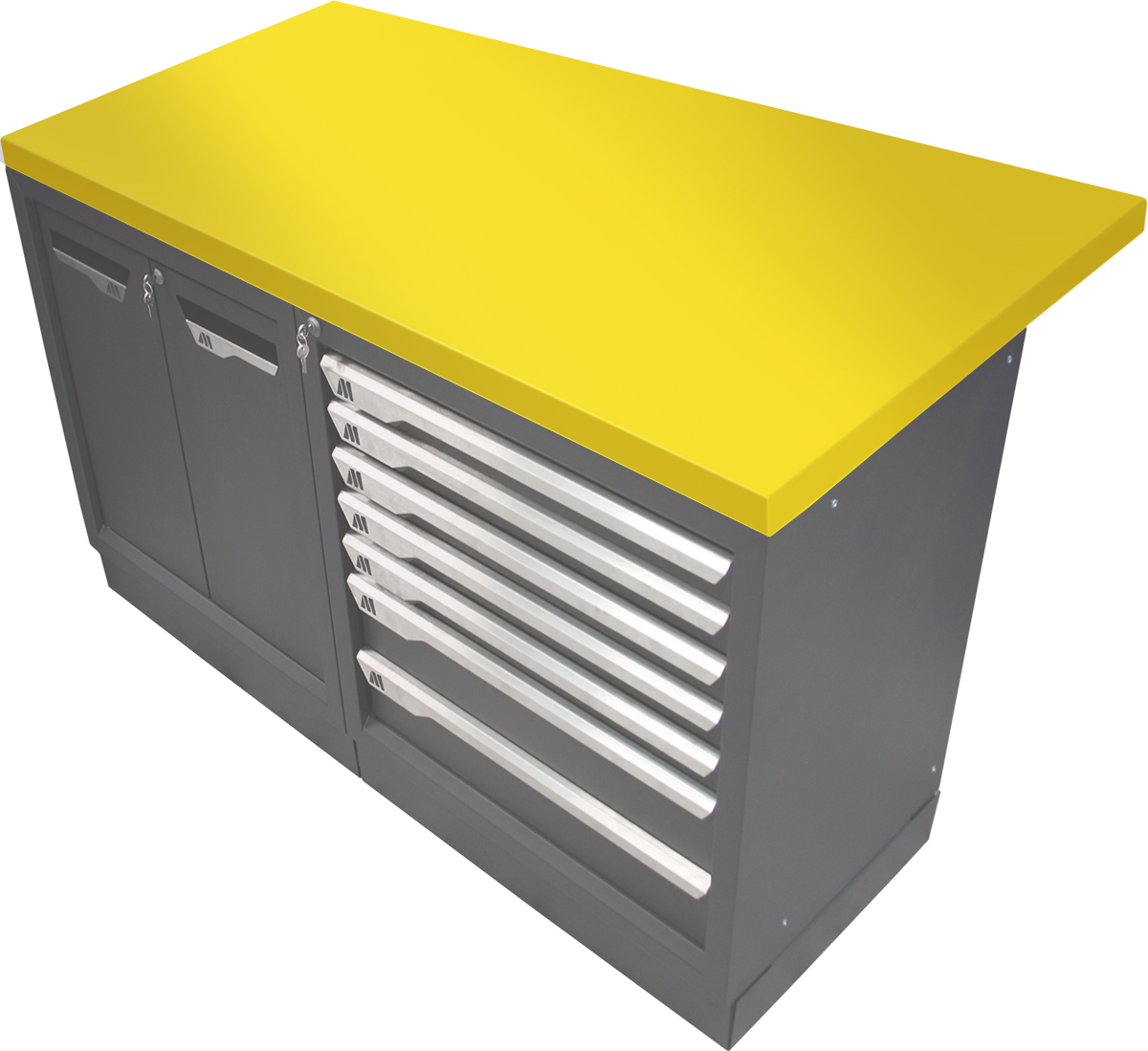 Plan de travail acier 750 x 850 - jaune