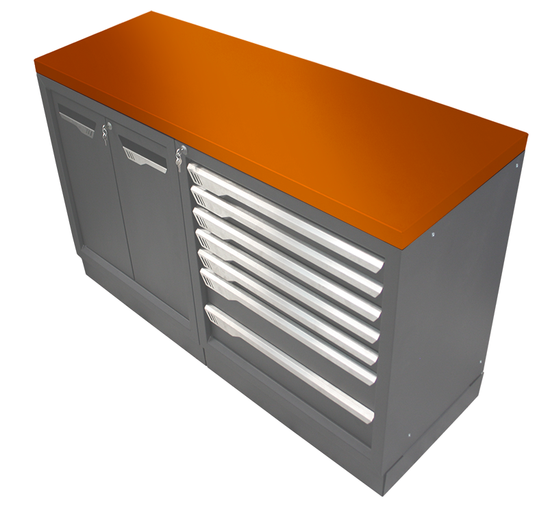 Plan de travail acier 750 x 600 - orange