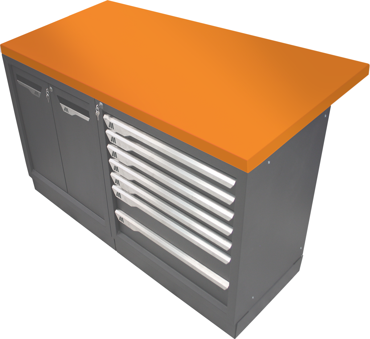 Plan de travail acier 2250 x 850 - orange
