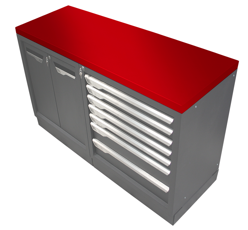 Plan de travail acier 250 x 600 - rouge