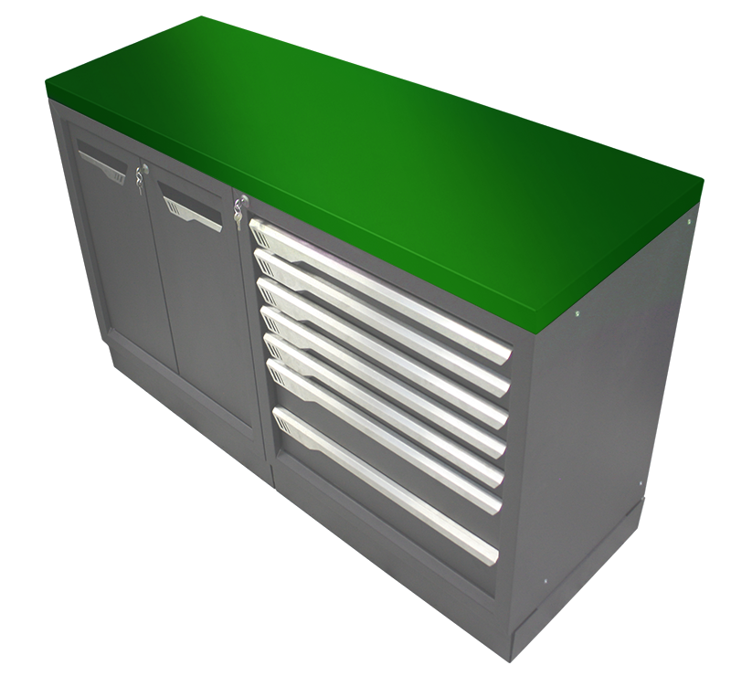 Plan de travail acier 1 250 x 600 - vert