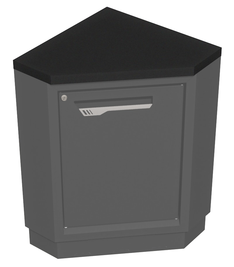 Steel worktop for external corner cabinet depth 600 - black