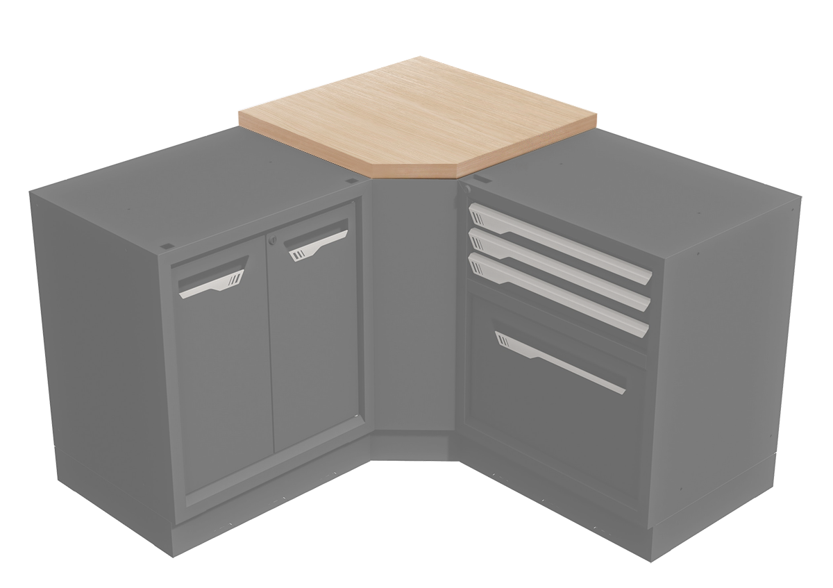 Wood-like worktop for internal corner cabinet depth 600