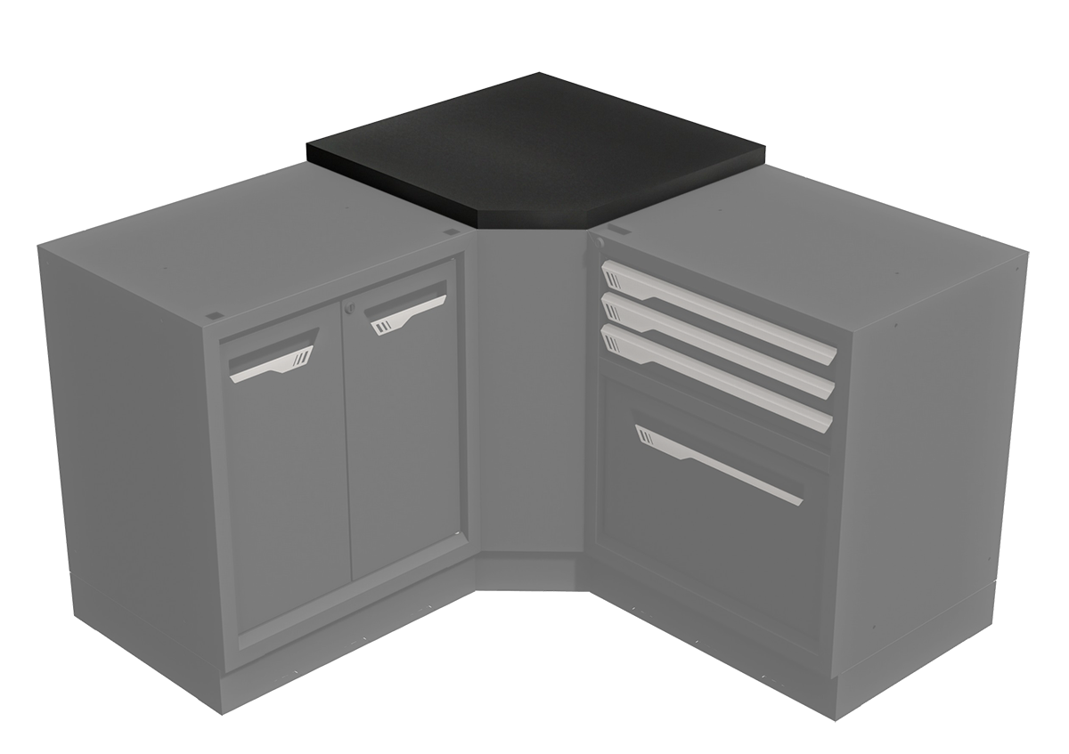 Steel worktop for internal corner cabinet depth 600 - black