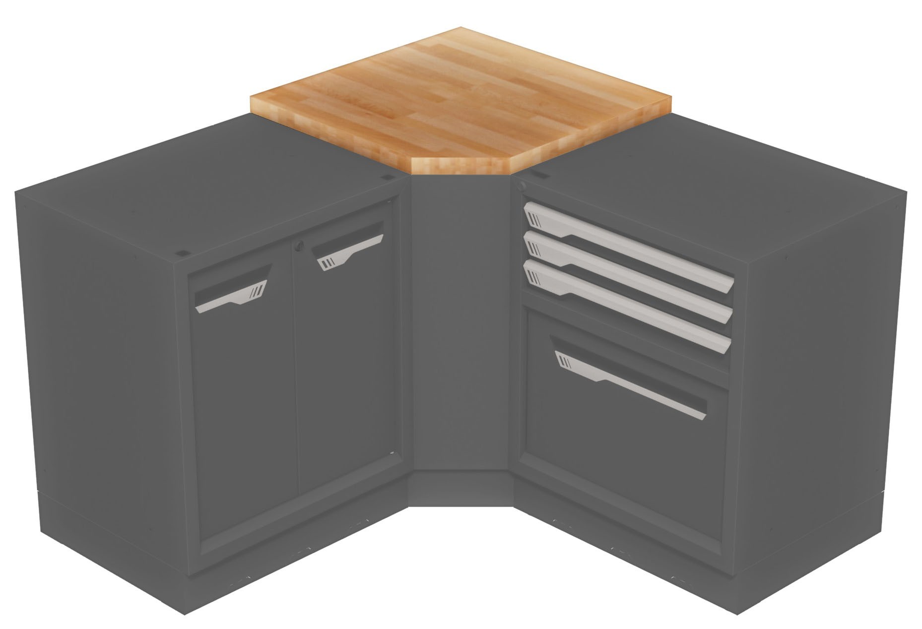 Plan de travail bois pour meuble d'angle entrant