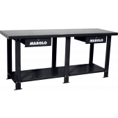 2-drawer metal workbench 2 m - BLACK