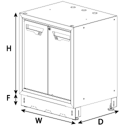 2 doors cabinet dimensions diagram 