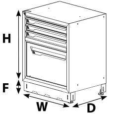 3 drawers 1 door cabinet diagram