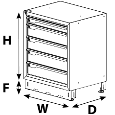 5 drawers cabinet dimensions diagram