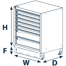 7 drawers cabinet dimensions diagram 