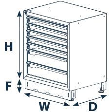 7 drawers cabinet dimensions diagram