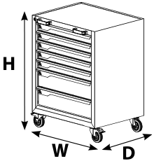 5 drawers trolley dimensions diagram